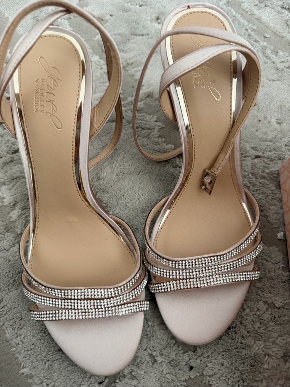 Badgley Mischka Blush Pink / Champagne Rhinestone Strap Sandals
